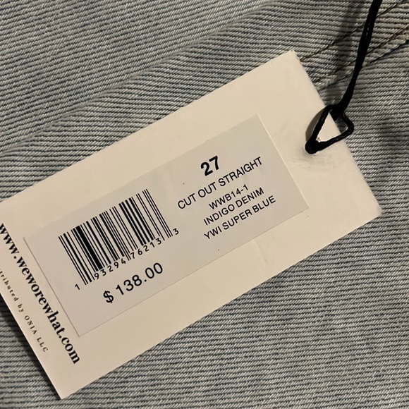 WeWoreWhat Cut out straight leg indigo denim jean - Picture 12 of 13